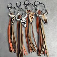 Bull Head Pattern Bag Bag Jewelry Pendant Multi Color Western Tassel Style Personalized Animal Printed Keychain - 3 - Xem 7