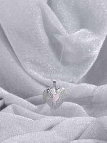 1 件简约不锈钢小盒吊坠项链，带花卉图案，适合作为纪念礼物赠送给亲人 - 彩色 - 查看 8