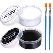 1set Black + White + Red Professional Face & Body Paint Kit With Brush, Large Capacity Makeup Palette For Theater, Halloween Party, Cosplay, Clown