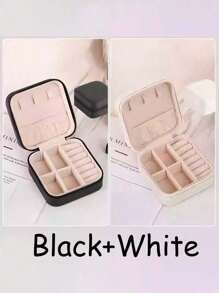 1个便携式首饰盒，女士小型首饰盒，简约家居首饰收纳盒，旅行整理盒，优雅迷你拉链首饰盒，可收纳耳环、戒指、项链、手镯。便携式化妆包，可爱化妆包，返校必备，难忘的节日礼物，复活节礼物，伴娘礼物，夏季旅行必备，旅行配件，旅行必备，双层便携式迷你展示收纳盒，邮轮旅行必备，返校用品。