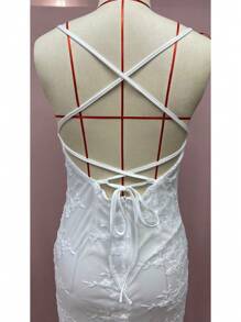 2025 New Dress Long Dress Graduation Season Dinner Party Fashionable High Sexy V-Neck White Suspender Dress - 白色 - 查看 8