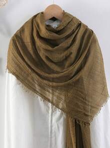 1pc Women Thin Solid Color Velvet Scarf, Breathable & Warm Head Wrap, Shawl, Spring/Summer For Dress