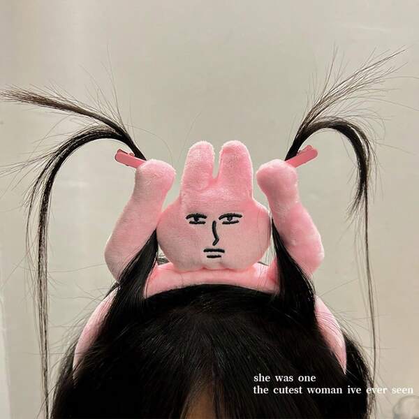 1pc 2025 New Pink Rabbit Funny Headband For Women, Washing Face, Bangs, Hair Accessory, Party, Holiday, Halloween Gift, Birthday Gift, Christmas Gift, Festival Gift, Perfect Gift