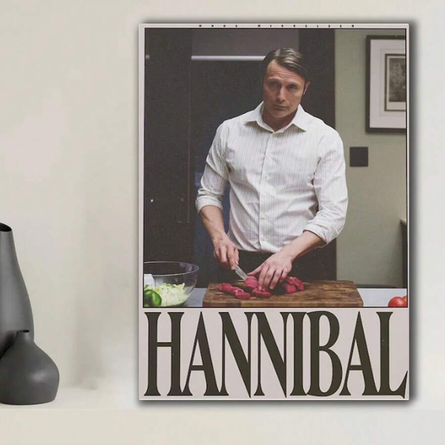 Framed Hannibal Poster, Mads Mikkelsen Wall Art, Digital Thriller Print, Light Aesthetic Decor, Digital Download Artwork,Minimalist Poster.Home Living Room Office Wall Decor, Perfect Gift And Wall Decoration, Room Decor, Wall Art Decor, Wall Decor, Living Room. - Framed(框架) - 查看 1