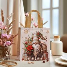 16pcs-Golden Christmas Theme Gift Bags Set, Non-Woven Fabric Bags, Tote Bags, Holiday Gift Bags With Warm Golden And Snowflake Tones, Decorated With Cheerful Santa Claus, Shiny Snowflakes, Christmas Flowers, Etc. Each Bag Features A Comfortable Golden Handle Suitable For Family Gatherings, Christmas Gift Packaging, Holiday Decoration(4/8/16pcs)