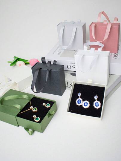1pc Portable Handheld Jewelry Box With Drawer, Fashion Gift Box Packaging, Suitable For Necklace, Ring, Earring, Challenge Coin, Medal, Jewelry, Small Gift, Pendant, Bracelet, Ring, Coin, Brooch Storage Or Display, Ideal For Birthday, Party, Wedding, Daily And Holiday Gifts, Valentine's Day, Mother's Day, Couple Gifts