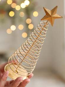 Creative Five-Pointed Star Christmas Tree Ornaments; Tabletop Decorations For Kitchens, Living Rooms, And Offices; Gold Powder Wire Christmas Tree Ornaments; Christmas Desktop Decorations; Christmas Tree Decorative Props; Window Display Ornaments; Christmas Tree Hangings - Multicolor - View 5