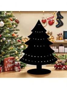 1pc/3pcs Black Wooden Christmas Tree Decor, Rustic Style Black Wooden Pine Tree Desktop Ornament, Vintage Forest Pine Tree Decoration, Christmas Scene Decor, Christmas Gift, Holiday Party Decor, Holiday Party Scene Prop, Home, Desk, Dorm Decor, Gift For Friends, Home Decor, Christmas Decoration, Room Decor, Winter Christmas Decor, Christmas Home Gift, Christmas Decoration