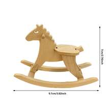 Mini caballo mecedor de madera para decoración, bonito accesorio para casa de muñecas para sesiones de fotos en miniatura. - amarillo claro - Ver 7