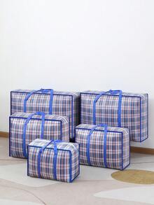 1 قطعة حقيبة منسوجة مربعات زرقاء سميكة، حقيبة فرز وتخزين مقاومة للغبار للملابس، حقيبة تخزين للغرفة الجامعية، حقيبة تخزين مربعات زرقاء للتخييم الخارجي، حقيبة تخزين للنقل، حقيبة فرز للمستودع، مصنوعة من قماش مقاوم للماء والغبار، قوي ومتين، مناسب لتخزين البطانيات والملابس والألعاب وأصناف المستودع المختلفة'