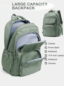 School Backpack Laptop Backpack 15-17 Inch For Women Men, Lightweight Durable School Bookbag Men Woman 15.6" Computer Bag - Army Green - View 3