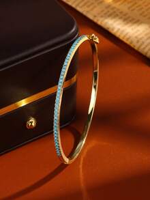 rakol 1 件绿松石方晶锆石女士手链 - 蘭松石+金色 - 查看 6