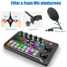 Podcast Equipment Bundle, With Podcast Microphone And V8 Sound Card, Voice Changer - Audio Interface -Perfect For Recording, Singing, Streaming And Gaming - Black F998 - View 10