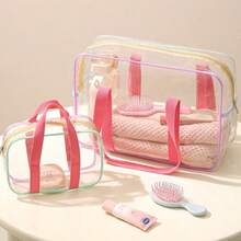 1 chiếc túi nhựa trong suốt, túi đi biển PVC dung tích lớn dành cho nữ, túi xách tay, túi đựng mỹ phẩm, túi đựng đồ dùng vệ sinh cá nhân, túi chống thấm nước dùng trong nhà tắm và hồ bơi, túi đeo vai đựng đồ dùng vệ sinh cá nhân. - Nhiều màu - Xem 3