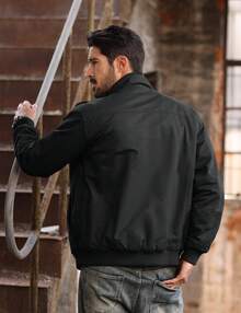 KEFITEVD Men's Casual Workwear Jacket Padded Lined Warm Thickened Jacket Hooded Multi-Pocket Outdoor Activity Jacket - 黑色 - 查看 3