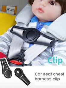 1pc Children's Stroller Accessories, Baby Seat Chest Buckle Lock - Black - View 3