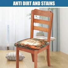 1/4/6/40 piezas Cubiertas de silla de fibra de leche estirables y extraíbles con estampado de hojas de otoño, girasoles y calabazas, para restaurante, cocina, comedor, hotel - Fundas de cojín de silla cuadradas extraíbles y suaves