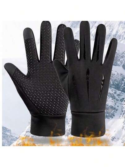1 Pair Of Winter Warm Gloves, Anti Slip Touch Screen, Men's And Women's Cycling With Thick Velvet, Windproof, Cold Proof, Waterproof Skiing Gloves, Outdoor Sports Cycling, Autumn And Winter Gloves