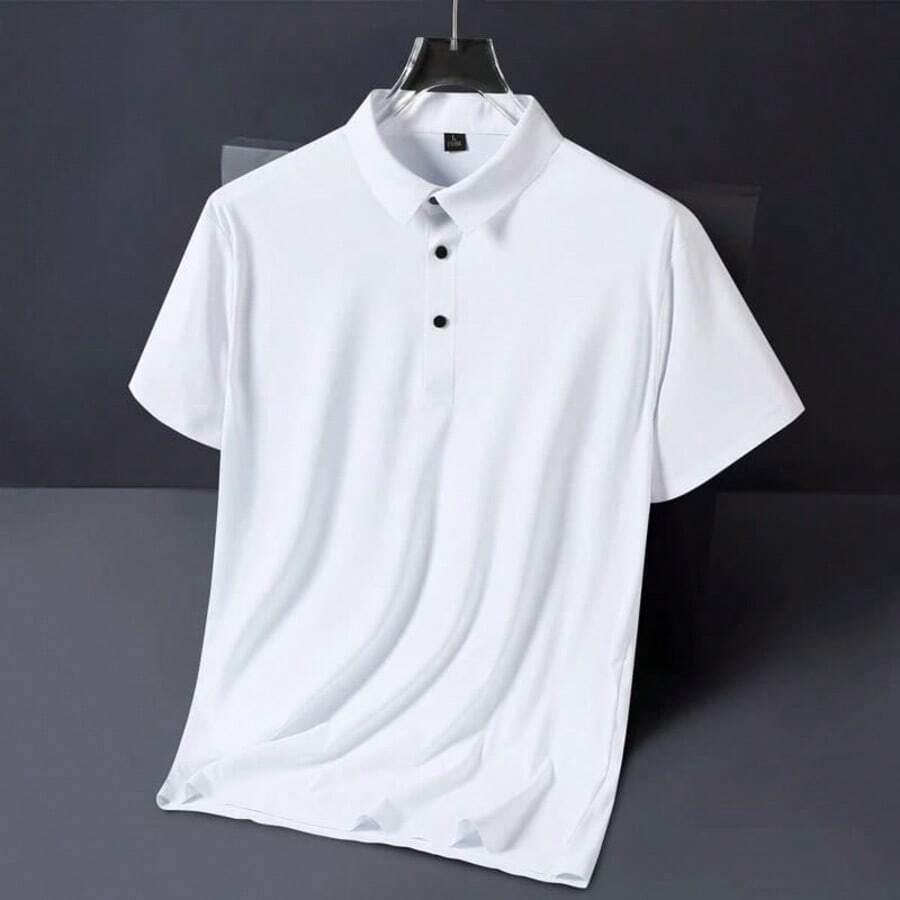 Men's Polo Shirt In Elastic Ice Fabric - 白色 - 查看 1