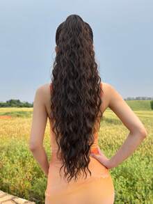 28-Inch Brown Ombre Wavy Ponytail Hair Extensions, Heat Resistant Synthetic Ponytail Wig For Daily Wear - Brown - View 11