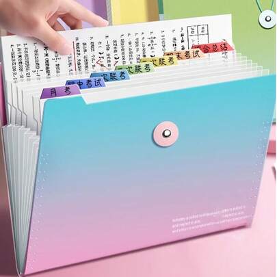 1pc A4 Accordion File Folder, Student Test Paper Storage Bag, Large Capacity Multi-Layer Document Organizer