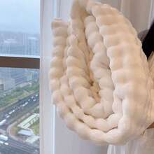 1pc Thick Plush Geometric Pattern Multifunctional Blanket - Soft Beige, Suitable For All Seasons, For Sofa, Bed, Car And Travel - Machine Washable Comfortable Quilt, Guestroom Accessory | Embossed Technology | Soft Texture, Autumn Decor, Room Decor - White - View 4