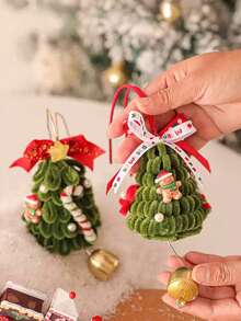 Handmade Cute Christmas Tree Hanging Ornament, Car Decor, Christmas Decoration, Christmas Tree Ornament, Holiday Scene Decor (Decoration Pattern Placement Is Random)