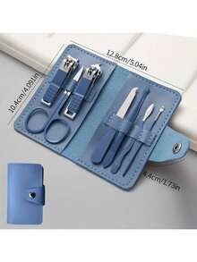Conjunto de 7 cortadores de unhas de aço inoxidável de alta qualidade - Kit de manicure moderno com cortador de unhas, utensílios pessoais para cuidados com as unhas em casa e em viagem, baixa alergia, design dobrável, kit de cuidados com as unhas ideal para viagens | Kit moderno para cuidados com as unhas | Cortadores de unhas duráveis, itens essenciais para cuidados com as unhas - Multicolorido - Ver 13