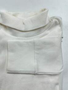 Men's Ribbed Turtleneck Long Sleeve Shirt, Old Money Style - Crema - Ver 2