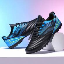 1 双男式足球鞋，防滑耐用，皮革鞋面，多色鞋钉设计，橡胶外底，适合泥泞、短草地的专业比赛鞋 - 255黑色 - 查看 4