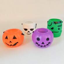 1pc/5pcs Halloween Decoration Props, Trick Or Treat Candy Bucket, Colorful Pumpkin & Skull Shaped Containers For Halloween Party Favors - Multicolor - View 3