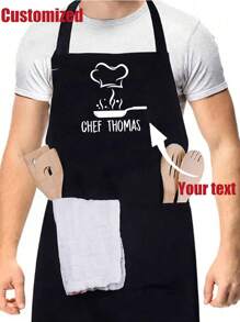 1pc Customized Chef Apron, Adjustable Funny Apron, Unisex, Birthday Gift, Father's Day Gift, Suitable For Him/Her, Housewarming Gift, Breathable, Lightweight, Washable, Cute, Shiny, Soft, Comfortable, Elegant, Customizable, Personalized, Unique, Suitable For Gifting To Him, Her, Boyfriend, Girlfriend, Dad, Mom, Family, Friends - Multicolor - View 11