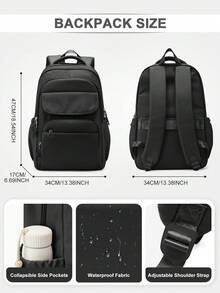 Zaino da scuola/porta PC da 15-17 pollici per donne e uomini, zaino da scuola leggero e durevole, borsa pc da 15,6 pollici, zaino da trekking resistente all'acqua con tasche multifunzione. Le versioni nuove e vecchie vengono spedite casualmente. - nero - Visualizzare 6