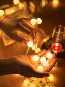 1条 1.5/3/6米 经典家居装饰小白球串灯，室内装饰LED球形串灯，室内房间/卧室墙壁装饰灯，户外露营帐篷装饰灯，户外花园装饰灯 - 小白球 - 查看 10