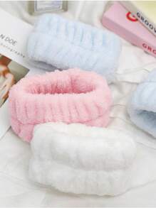 1/2/3 Pcs Cute Lace Plush New Style Face Washing Headband Wide Edge Pleated Sweet Bow Headband Female Wash Mask Headband Face Washing Headband Plush Hair Accessories Bathroom Hair Accessories Face Washing Headband