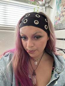 1pc Fashion Punk Headband, Gothic Soft Elastic Non-Slip Hollow Design Headband, Beach/Vacation/Yoga/Sports, Multi-Function Daily Wear Hairband Turban Headband Sweatband, School Supplies, College, Headband - màu đen - Xem 3
