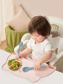 2 Pieces Baby Silicone Fork And Spoon; Children's Learning To Eat Training Utensils; Infant Feeding Accessory Fork And Spoon.