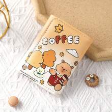 Cartoon Bear Design Women's Trifold Wallet, Multifunctional Purse, Portable Plaid Card Holder, Driver's License Pouch - Multicolor - View 6