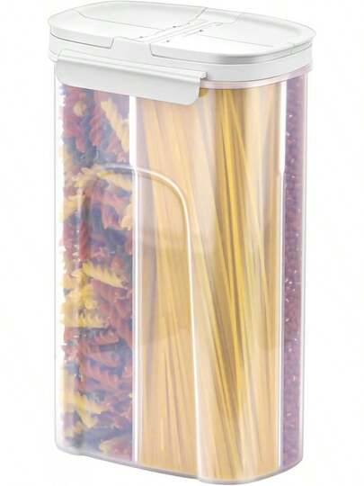 Sealed Storage Tank  Storage Jars Canisters With-In Partition / 4 Compartments Spaghetti Pasta Noodles Cereal - White RHCF