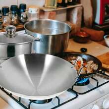 Stainless Steel Frying Pan 28Cm Round Bottom Wok For Frying Cooking &Amp; Grilling - Kitchen Cookware For Chinese Cuisine