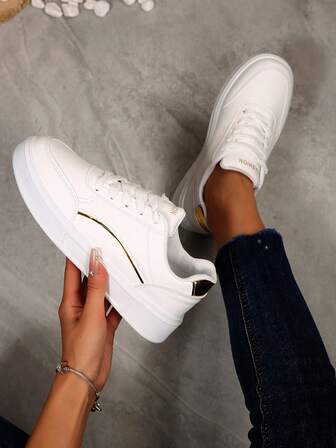 2025 Vårens nya studentskor Vita skateboardskor, moderiktiga mångsidiga andningsbara sneakers, vardagsskor, träningsskor, ins stil