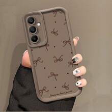 Phone Case For Samsung Galaxy A56/A26/A16/A36/A55/A54/A52/A52s/A06/A14 4G/A15 5G, Stylish Polka Dot Bow Tie Sky Eye Ladder Design - Compatible With Galaxy A33/A34/A35/A05/A05s/A12/A13/A25/A53/A51/A71, Classic Unique Anti-Shock Soft New Women's Cover - 酒紅色 - 查看 4