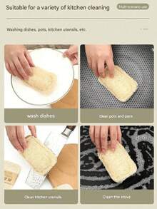 5 buc. burete de mătase naturală din fibră vegetală, din pepene galben - scrubber oval din fibră vegetală cu cârlig, spălare moale pentru baie, curățare baie, bucătărie și baie, calitate înaltă, folosit pentru curățarea băii, dușului și bucătăriei