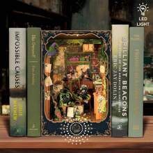 3D Wooden Puzzle Book Nook Kit, DIY Miniature House Kit Greenhouse, Tiny House Kit For Adults To Build, Mini House Making Kit With Furniture, Halloween Christmas Decorations Gifts For Family And Friends