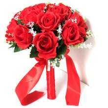 1 件满天星玫瑰新娘婚礼花束、白色新娘花束、婚礼人造花束、伴娘花束（配丝带）、情人节、装饰珍珠蕾丝网玫瑰花束 - 彩色 - 查看 10