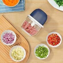350ml Large Capacity USB Electric Mini Garlic Chopper - Powerful Meat Grinder And Vegetable Crusher - Durable And Sturdy Kitchenware For Crushing Garlic, Ginger, And More - Màu xanh lam - Xem 2