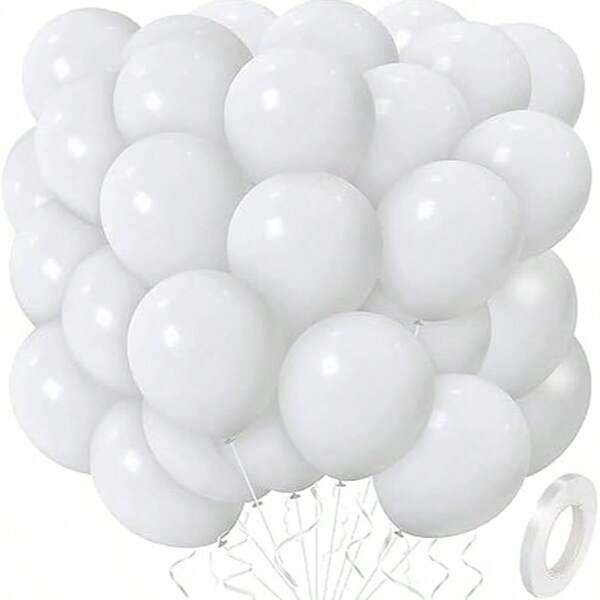 50pcs/Pack Balloons, Birthday Balloons, 50pcs/Pack (50pcs White Balloons), Birthday/Wedding/Party/Christmas Decorative Balloons, 12 Inch Latex Balloons