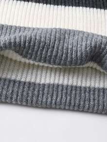 男童学院风条纹针织套头衫，长袖，适合上学、日常穿着、春秋冬