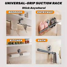 2-Piece Upgraded Suction Cup Towel Rack, Bathroom Non-Perforated Bathroom Towel Pole, Kitchen Storage Rack, Bathroom Bath Towel Hanging Pole, Storage And Organization Hanging Rack - 灰色 - 查看 7