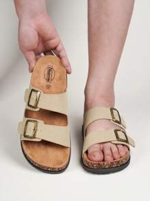 DISARCON Men's Summer New Sandals, Outdoor Street, Matching, Fashion, Casual, Beach, Flat/Mid-Heel/Arch Support/Comfortable Flat Couples Shoes, Breathable High-End/High-Quality/Outdoor Women's Sandals, Adjustable Upper In White/Black/Double Buckle/Metal Buckle/Retro/Classic Indoor Slippers